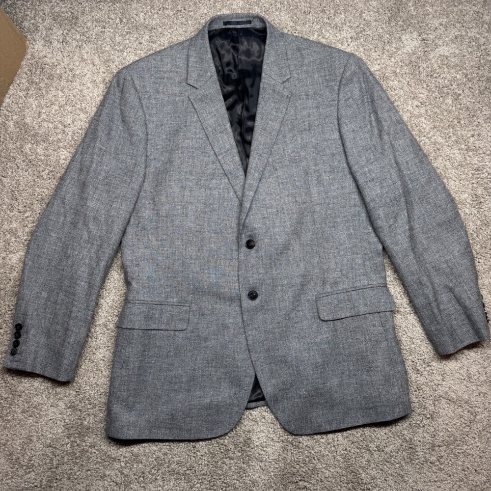 Reiss Mens Grey‎ Wool Cotton Linen Blend Blazer Sport Coat Jacket 46